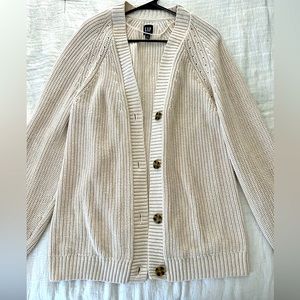 Gap womens *tall off white cardigan. Shaker stitch/pointelle detail. Long, comfy